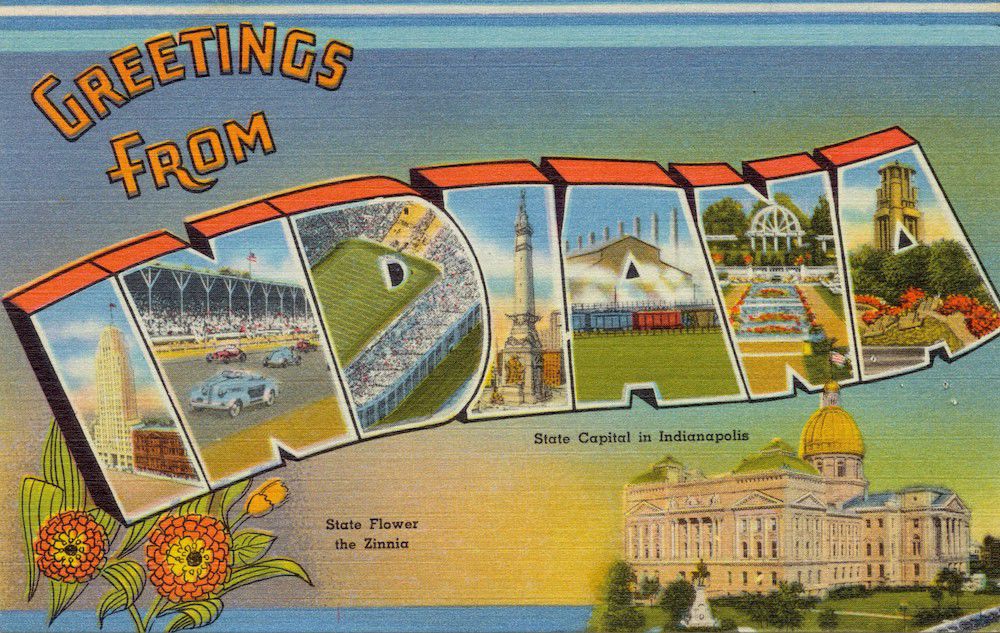 Greetings from Indiana postcard